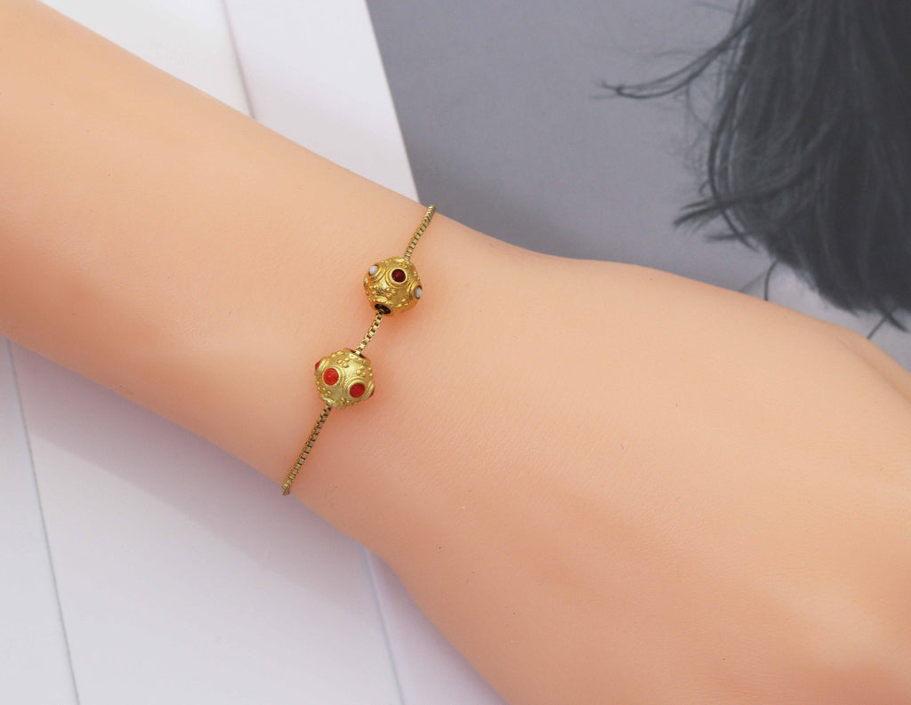Gold Enamel Spacer Beads, Sku#LX72