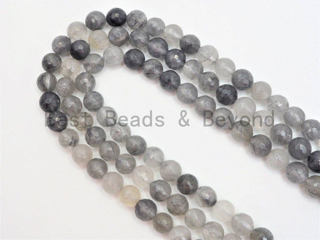 Natural Cloudy Quartz ,Faceted Round Gemstone Beads,Gray Color Beads,6mm/8mm/10mm/12mm beads, 15.5inch strand, SKU#U413