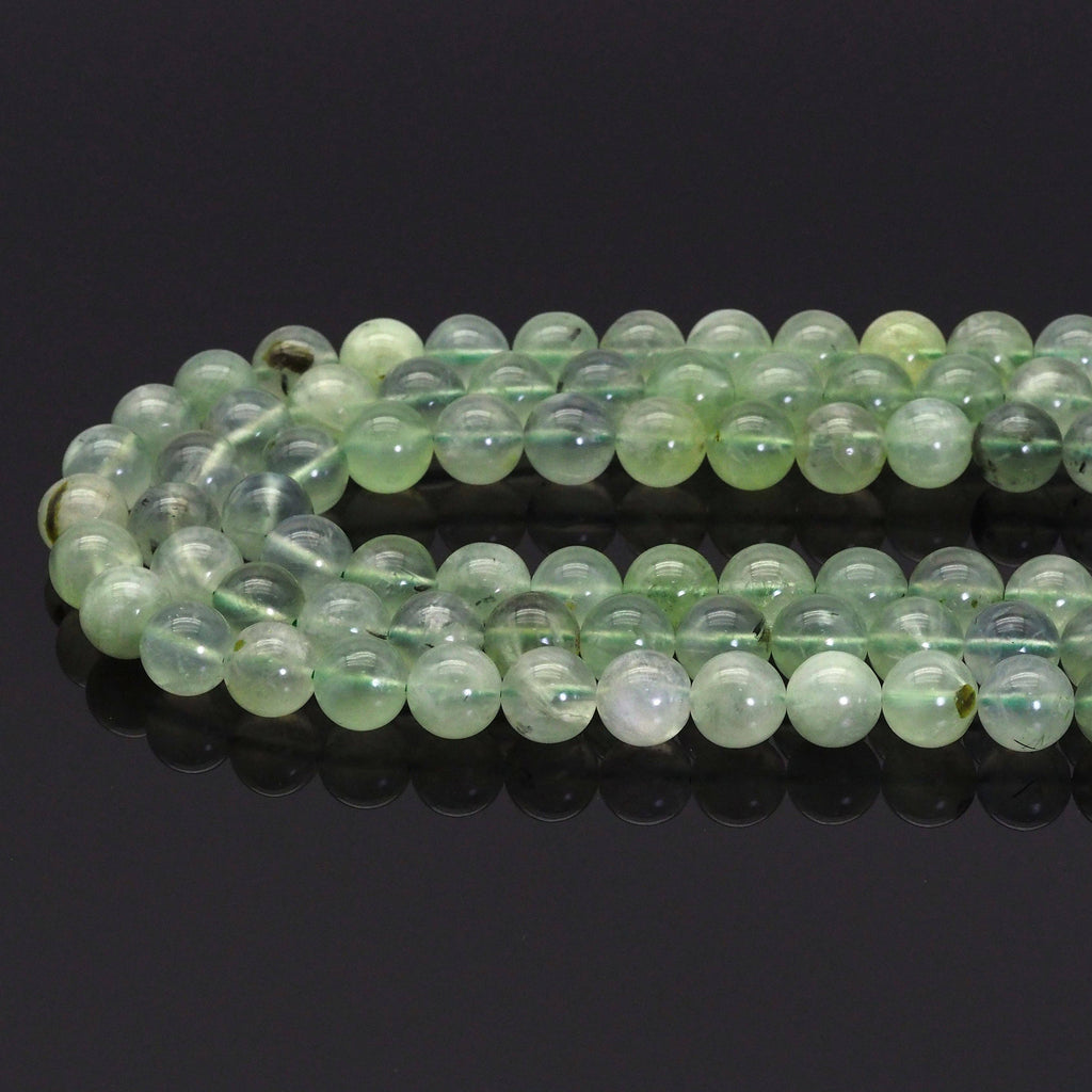 Genuine High Quality Prehnite Round Smooth Beads, Sku#U1645