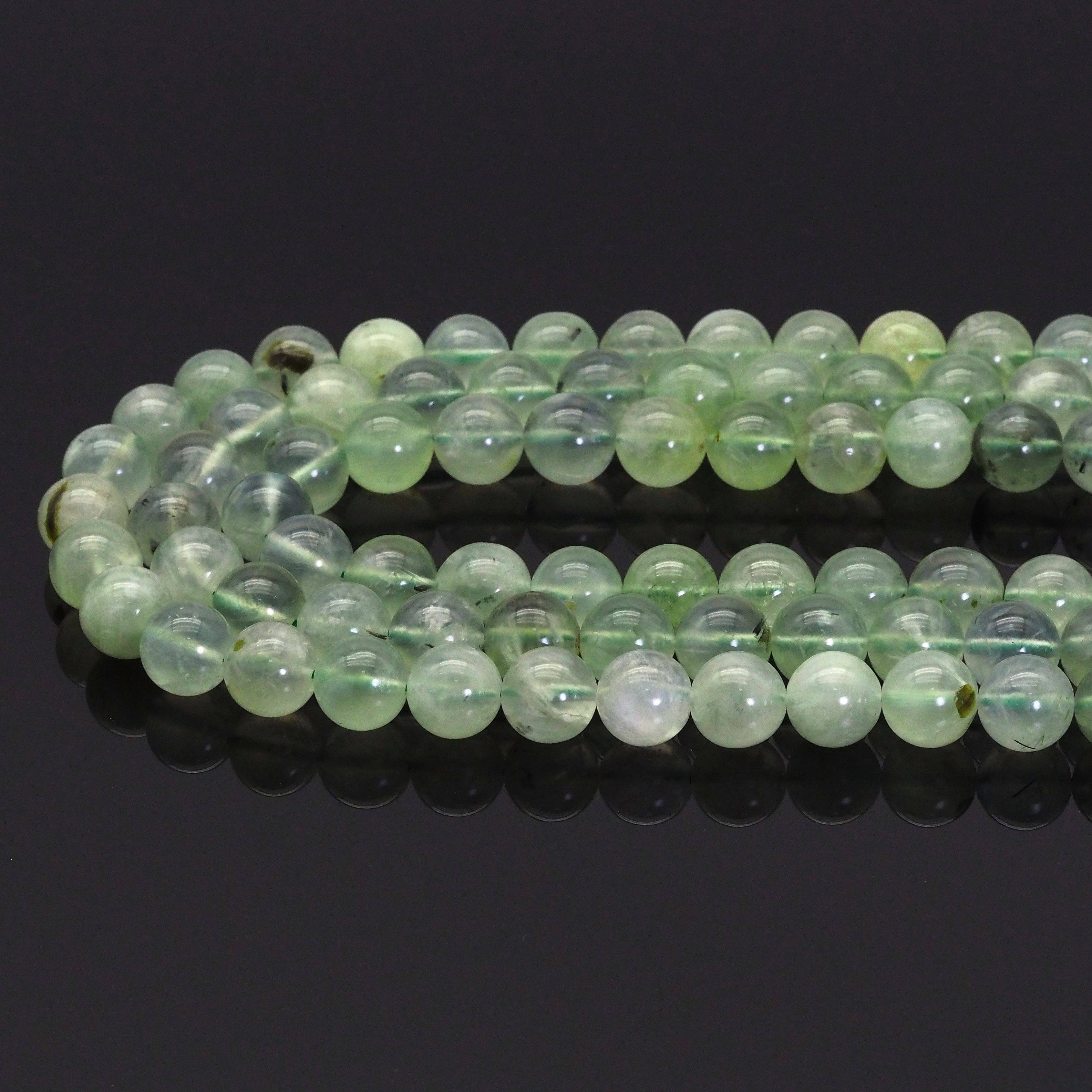 Genuine High Quality Prehnite Round Smooth Beads, Sku#U1645