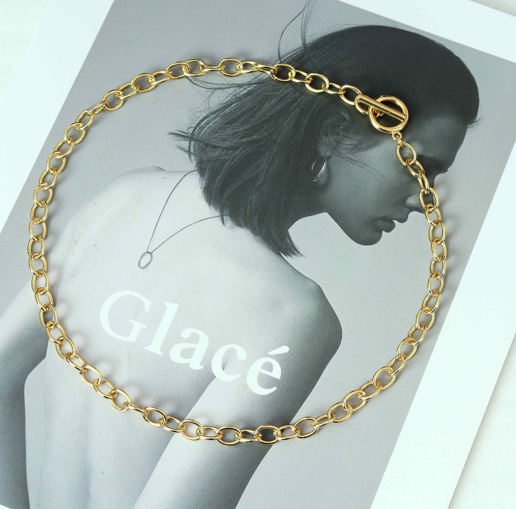 Oval Link Chain Necklace with Toggle Clasp, sku#EF161