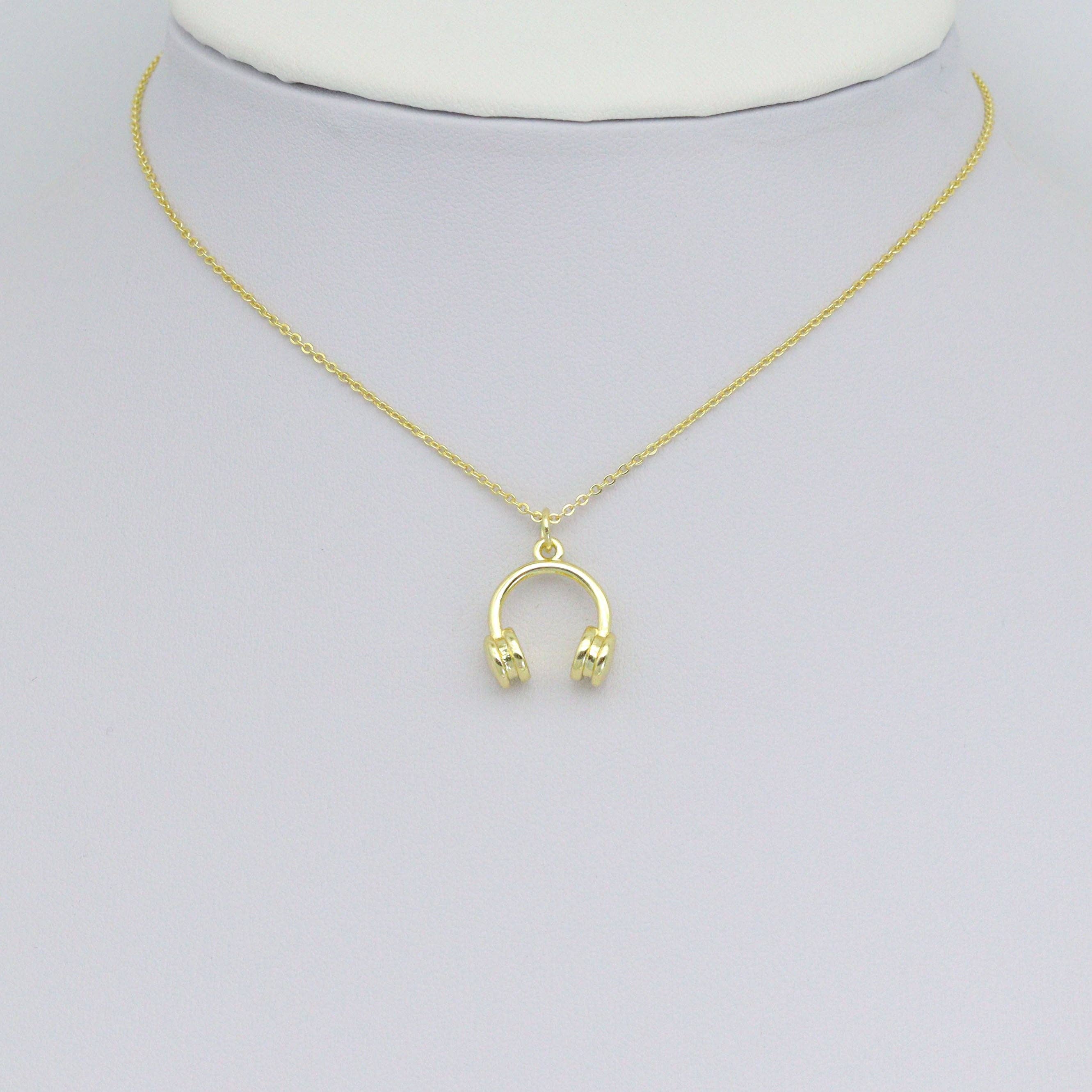 Gold Headphone Shape Charm Pendant, Sku#LD698