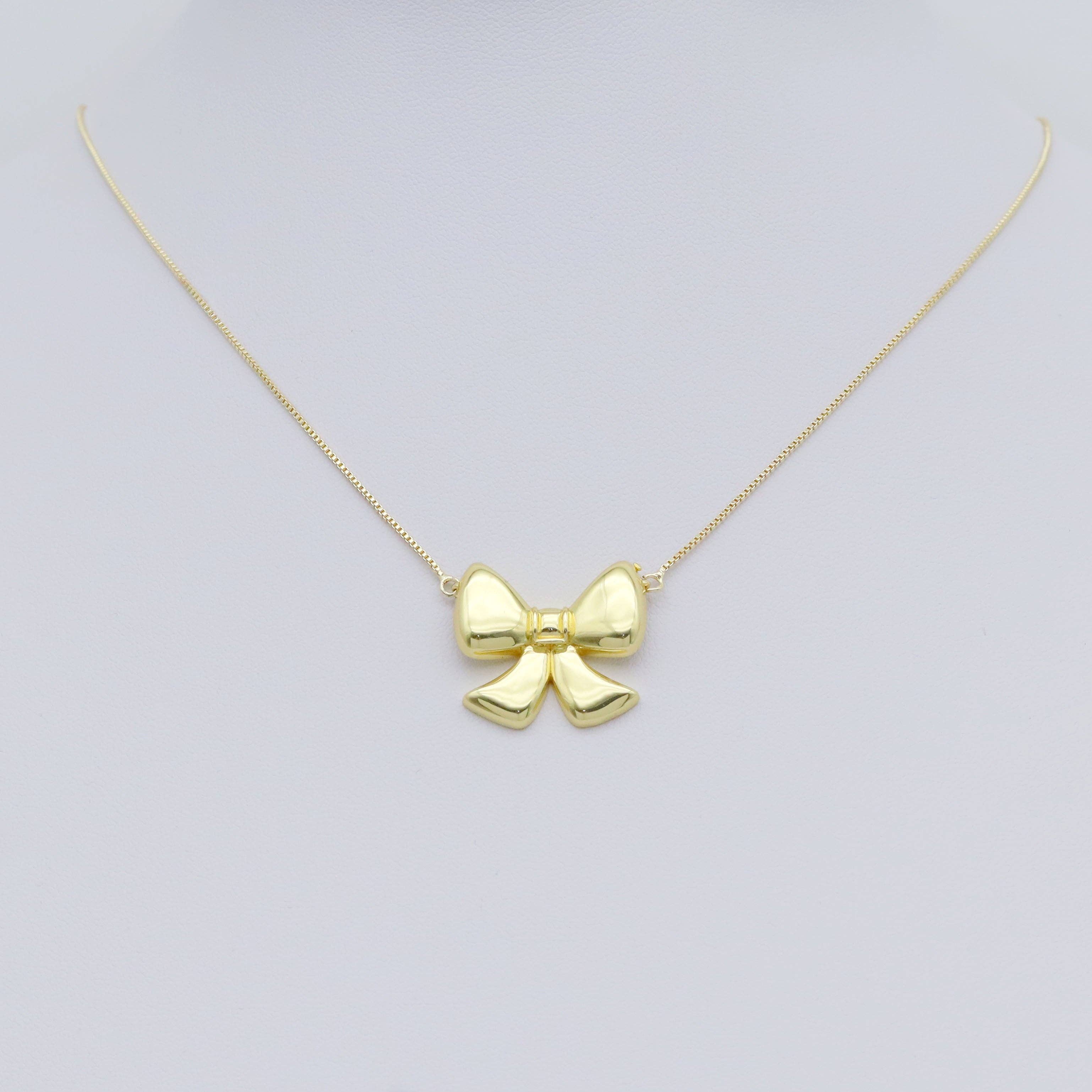 Gold Silver Bow Connector Charm Pendant, Sku#A311