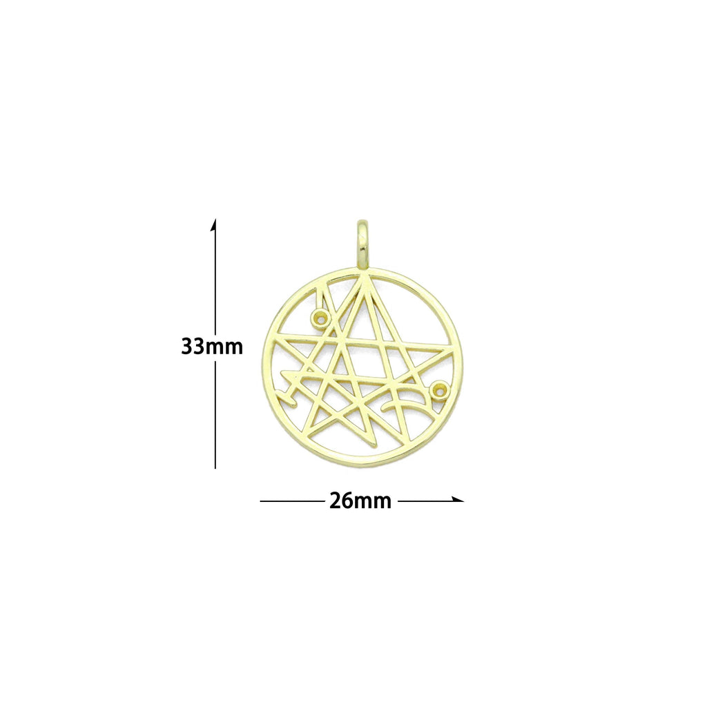 Filigree Star Round Charm Pendant, Sku#LK1196