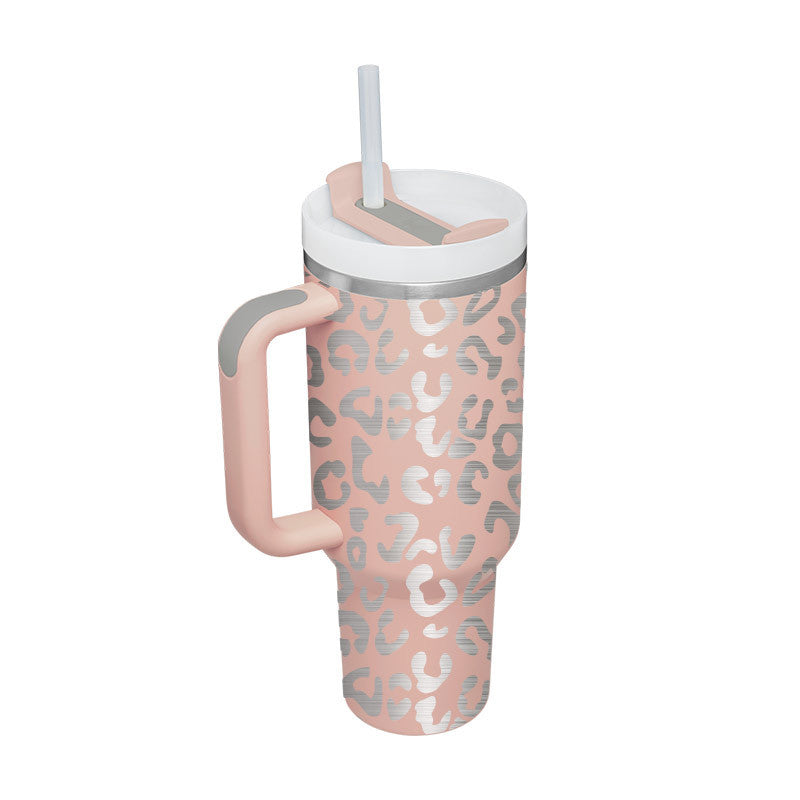 Gobelet isotherme 1,2 L avec poignée et paille, en acier inoxydable, anti-déversement, tasse à café isotherme sous vide avec couvercle, mug conique, cadeaux pour la Saint-Valentin, convient pour la voiture, la salle de sport, le bureau, les voyages