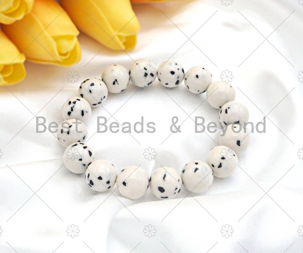 Natural Dalmation Jade Stretchy Bracelet, Sku#EF27