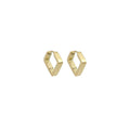 Gold Square Diamond Shape Geometry Huggie Earrings, Sku#A254