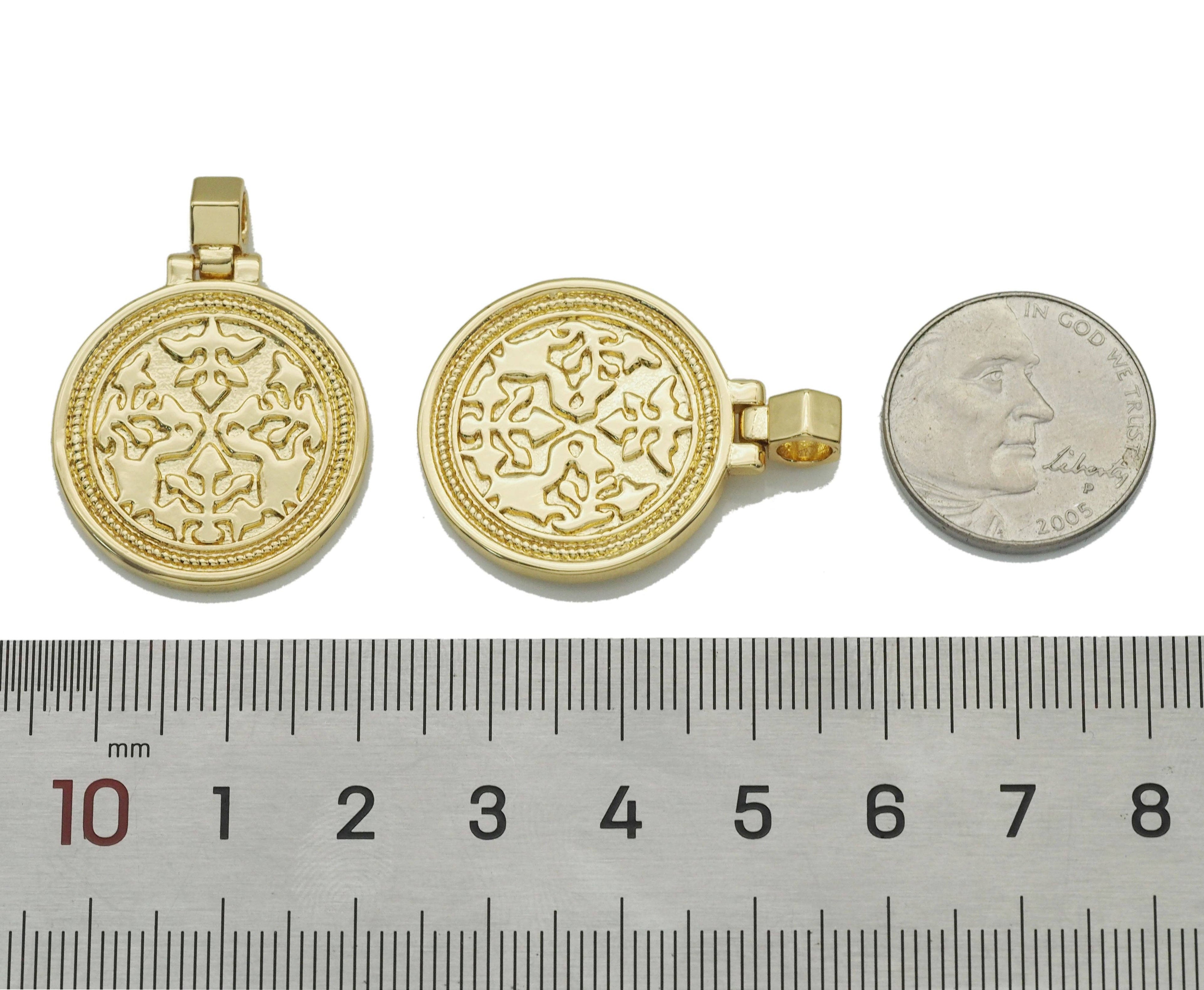 Gold Medallion Tu Teng coin Coin Charm, Sku#LX152