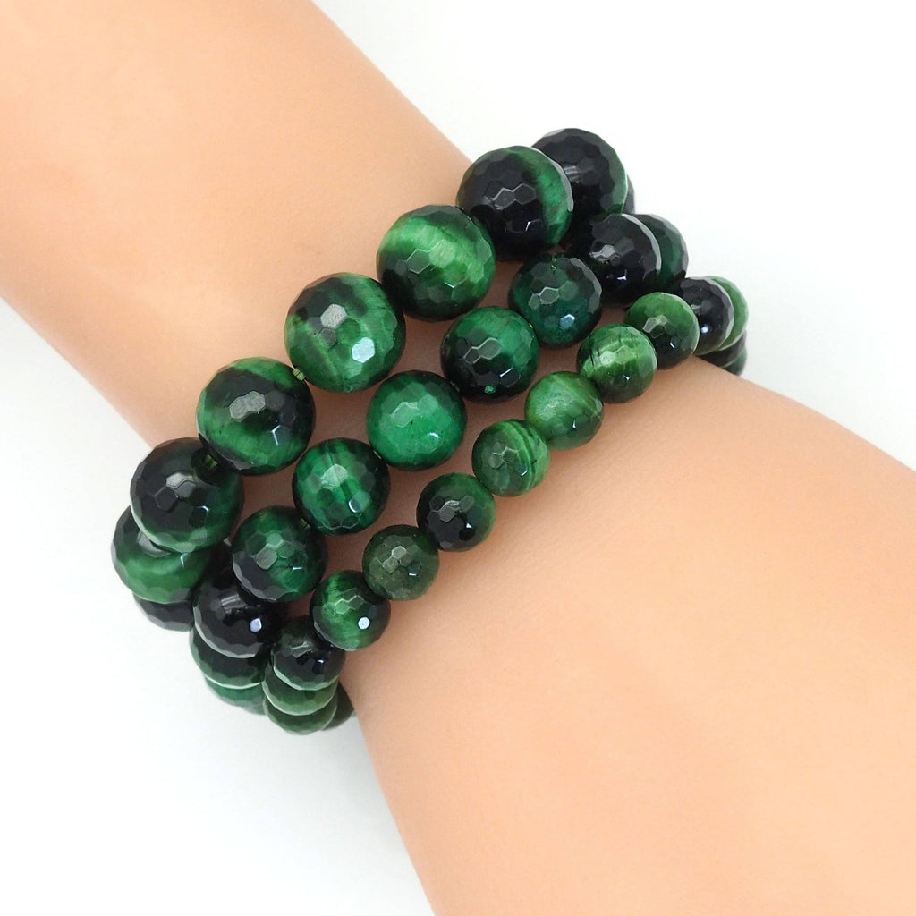 Green Tiger Eye Stretchy Bracelet, Sku#EF394