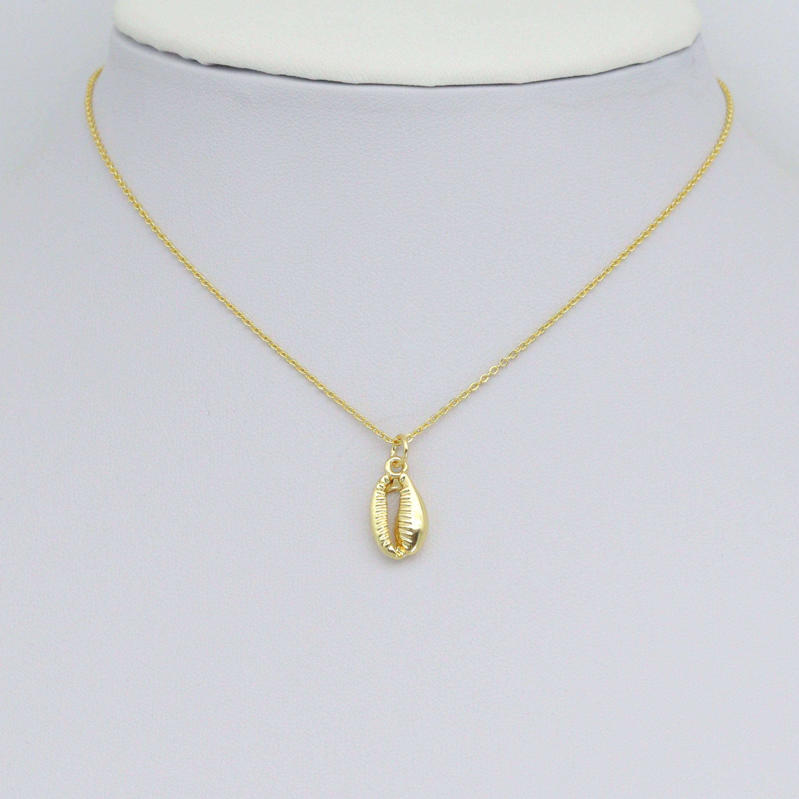 Gold Cowrie Shell Shape Charm Pendant, Sku#LD696