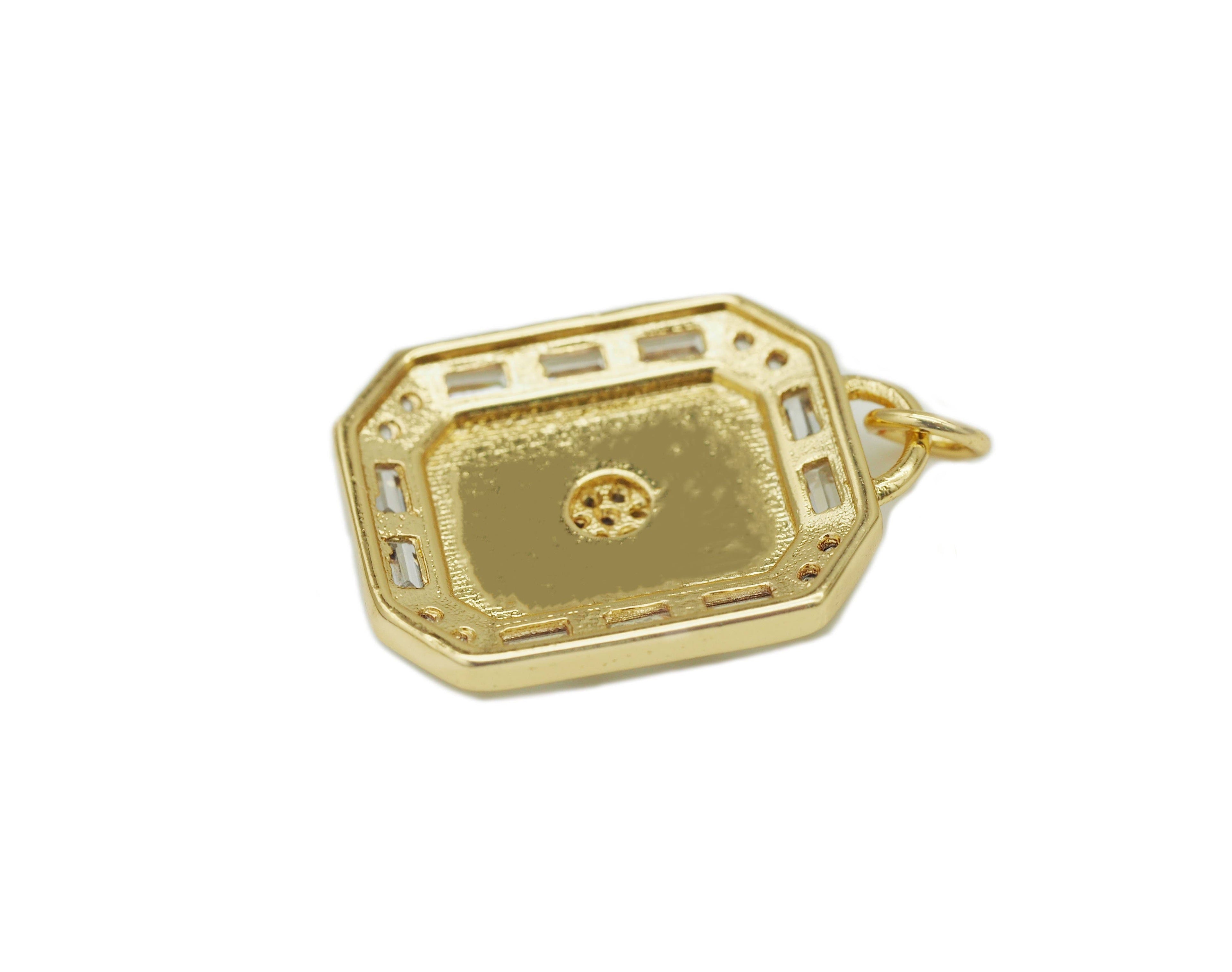 CZ Black Enamel North Star Pendant, Sku#Y648