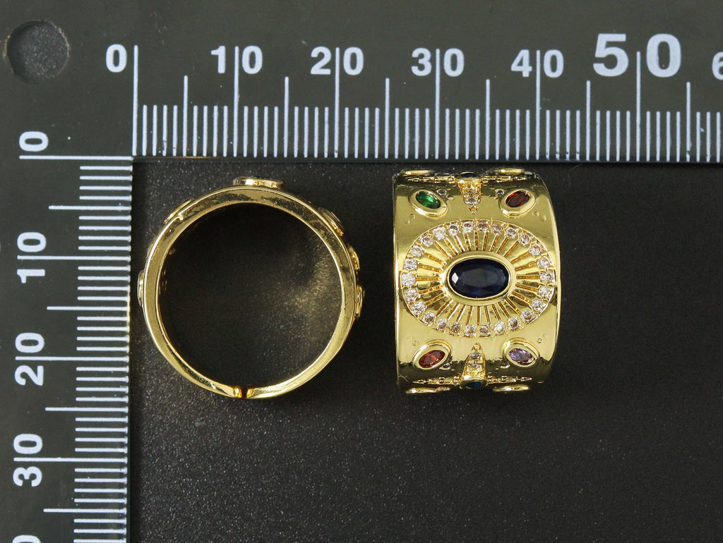 Colorful CZ Evile Eye Thick Band Ring,Sku#JL72