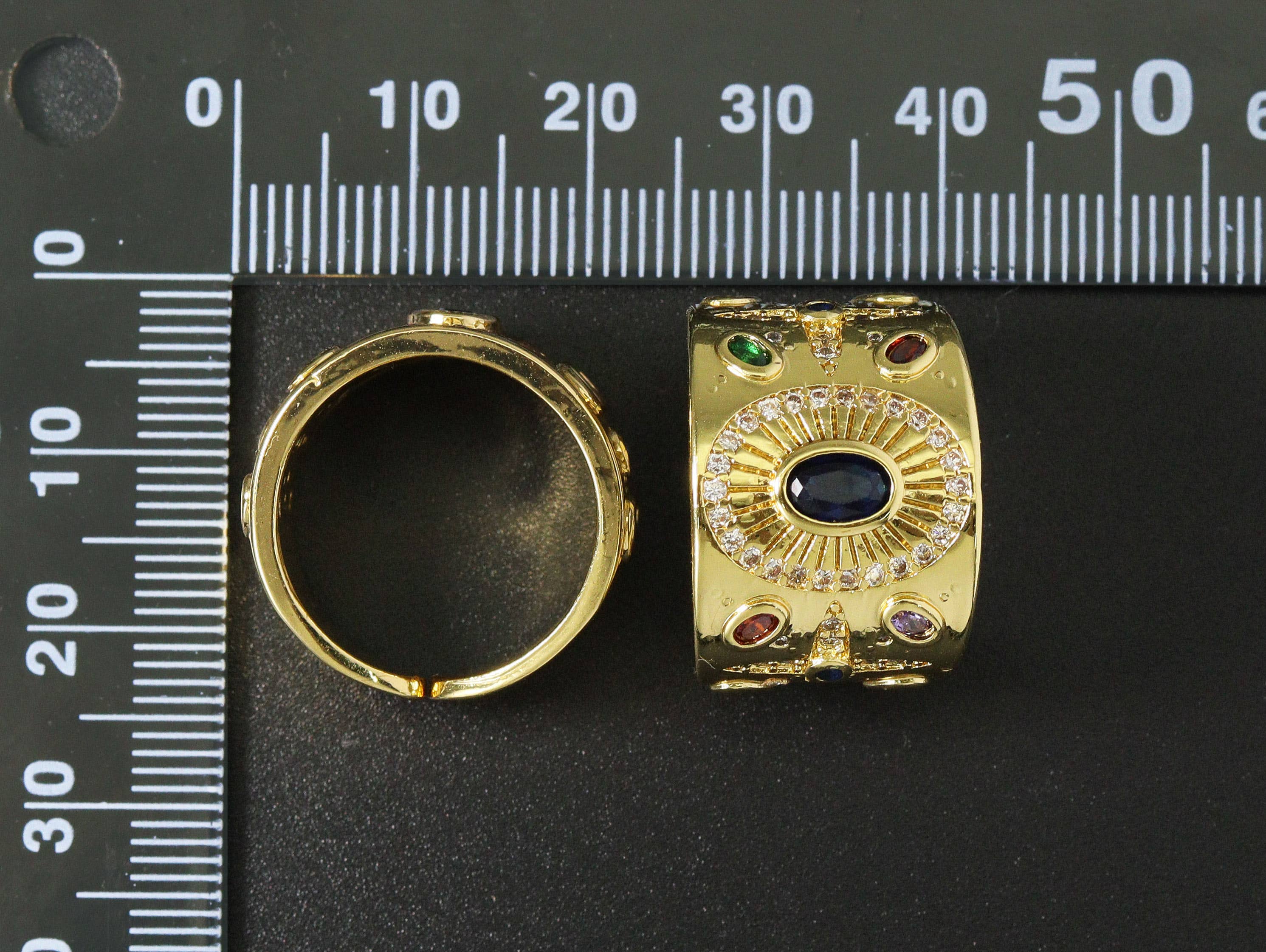Colorful CZ Evile Eye Thick Band Ring,Sku#JL72