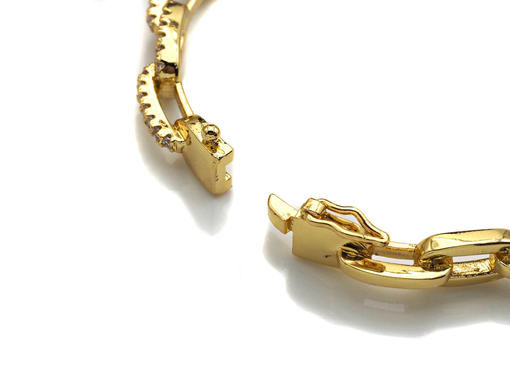CZ Pave PaperClip Chain Link  Bracelet, LK102