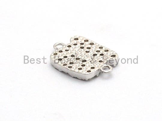 CZ Clear Micro Pave BULLDOG Head Connector, CZ on Gold/Silver/Rose Gold/Gunmetal Bracelet Necklace Puppy Charm, Dog Charm, 14x10mm, sku#Y173