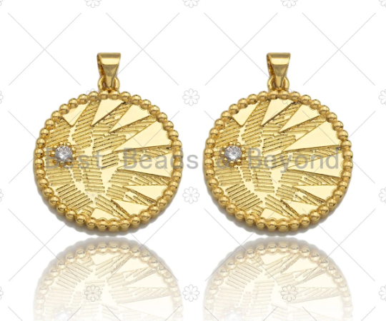 Clear CZ Micro Pave Coin Shape Pendant Charm, Cubic Zirconia Round Coin Charm,23x25mm,sku#Y351