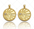 Clear CZ Micro Pave Coin Shape Pendant Charm, Cubic Zirconia Round Coin Charm,23x25mm,sku#Y351