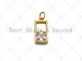 Clear CZ Micro Pave Big CZ In Rectangle Shape Pendant, Frame Pave Pendant, Gold plated, 8x16mm, Sku#LK32