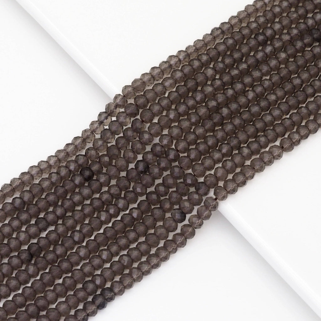 Genuine Smoky Quartz Faceted Rondelle Beads, Sku#U1679