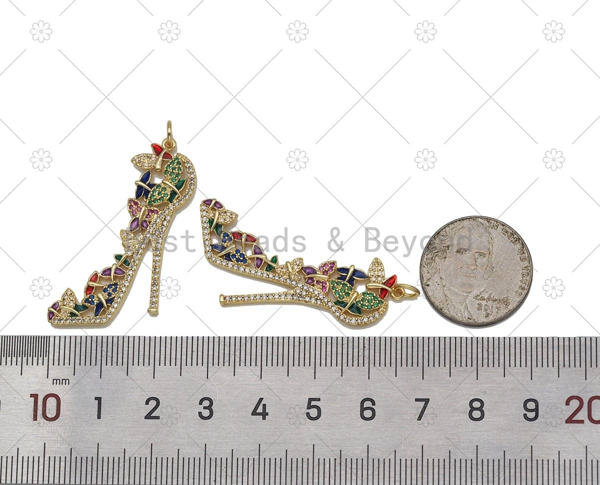 CZ High Heel Shoes Charm, Sku#Y589