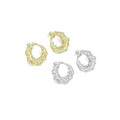 Gold Silver Twisted Hoop with Diamond Stud Earrings, Sku#A242