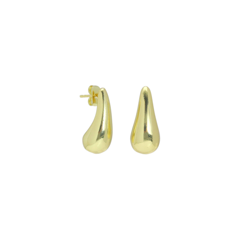 Gold Long Teardrop Shape Stud Earrings, Sku#A273