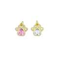 Clear Pink CZ Gold paw Charm Pendant, Sku#LK1080