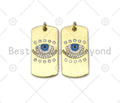 CZ Micro Pave Turquoise Blue Evil Eye Dog tag charm,18K Gold Filled Evil Eye Charm,Sku#L581