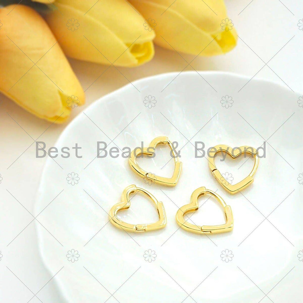 Gold Heart Shape Huggie Earring, Sku#LD59
