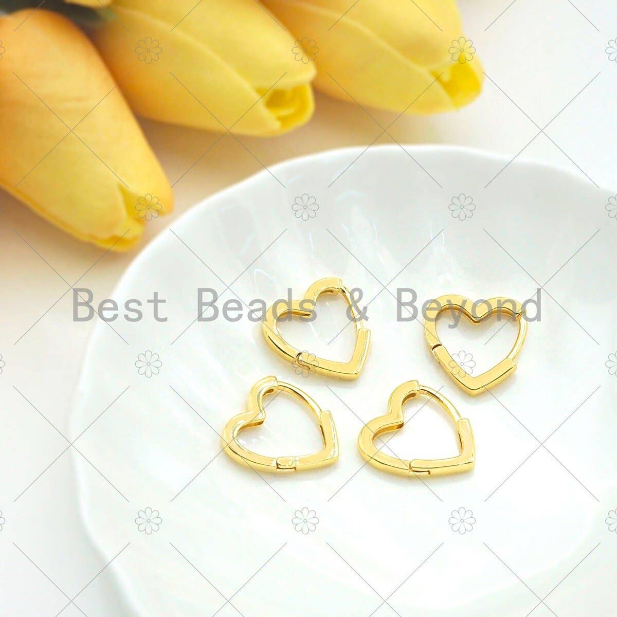 Gold Heart Shape Huggie Earring, Sku#LD59