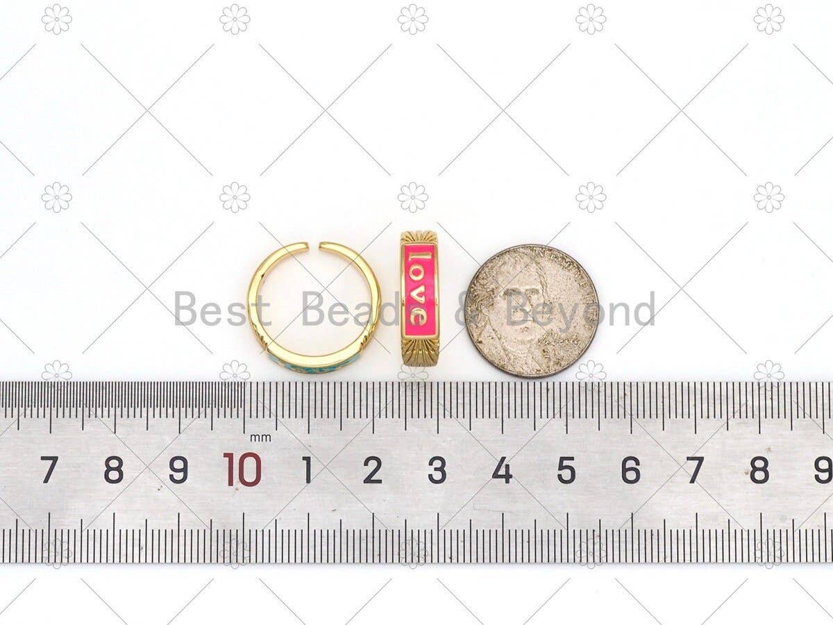 Enamel Love Word Adjustable Ring, Sku#Y532