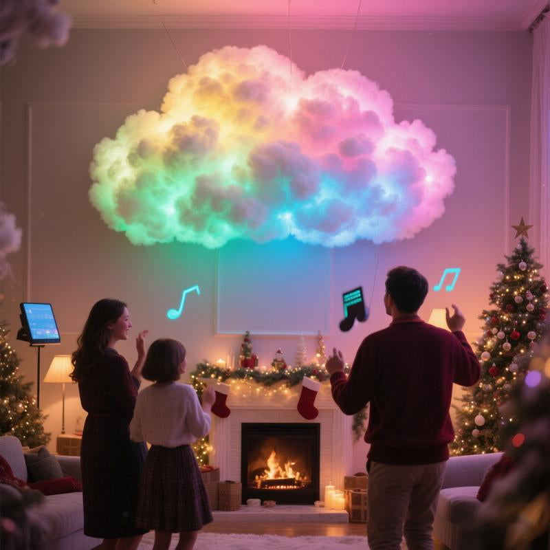 157.48Inled Cloud Light with Music Rhythm, DIY Thundercloud Night Light for Bedroom & Gaming Room - USB Powered, Vibrant Glow, Perfect for Christmas Gifts, Holiday Office, Hotel, Party, Cafe, Bedroom Ambiance | Dynamic Visual Effect | Decorative Lighting