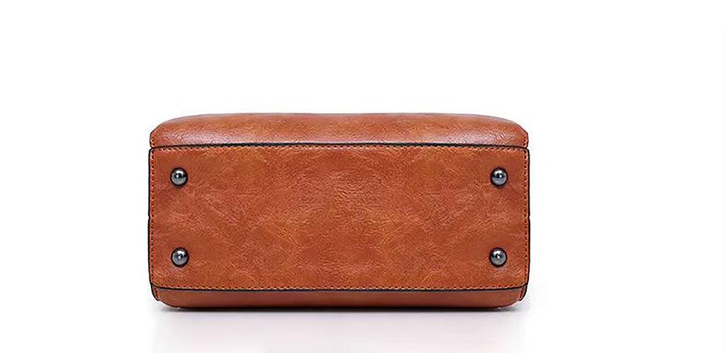 Ensemble de sacs messager 4 pièces en cuir vintage | Ensemble de sacs fourre-tout, pochette et portefeuille de luxe en cuir