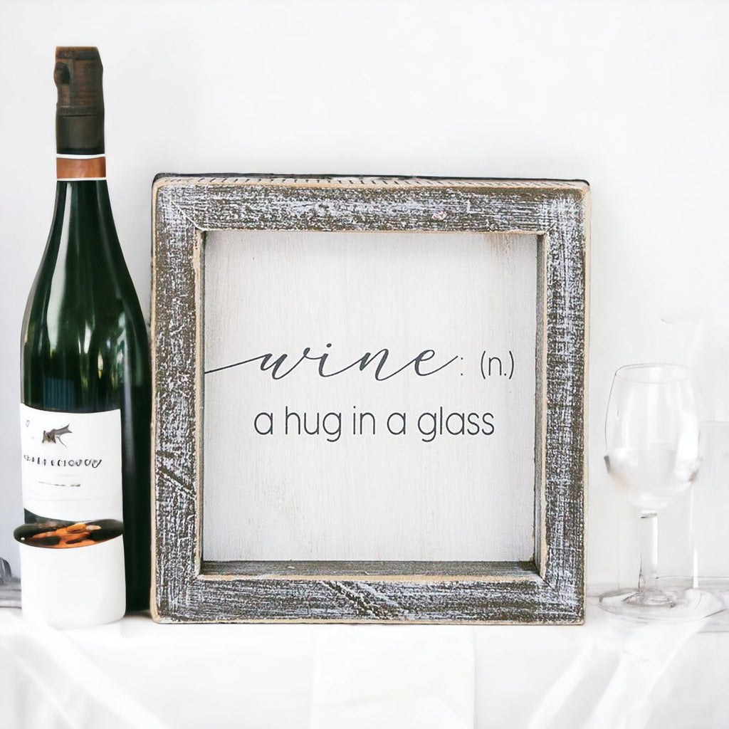 Framed Wine Sign Wall Art Rustic Home Decor For Wine Lovers Kitchen Bar Display Gift