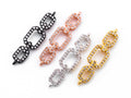 CZ Micro Pave Triple Rings Chain Shaped Connector, Cubic Zirconia Necklace Bracelet Chain Connector in Rose Gold, 28x6mm,sku#E295C
