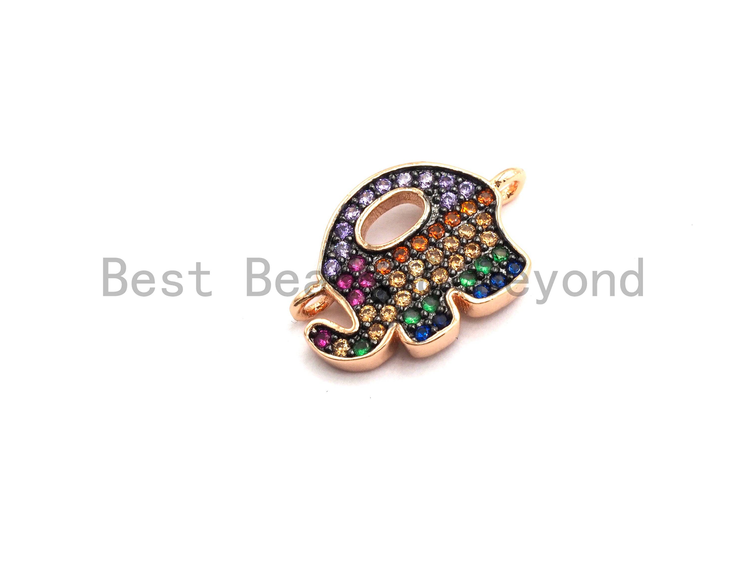 Rainbow CZ Micro Pave Elephant Connector for Bracelet/Necklace, Elephant Connector, 11x17mm,sku#E445