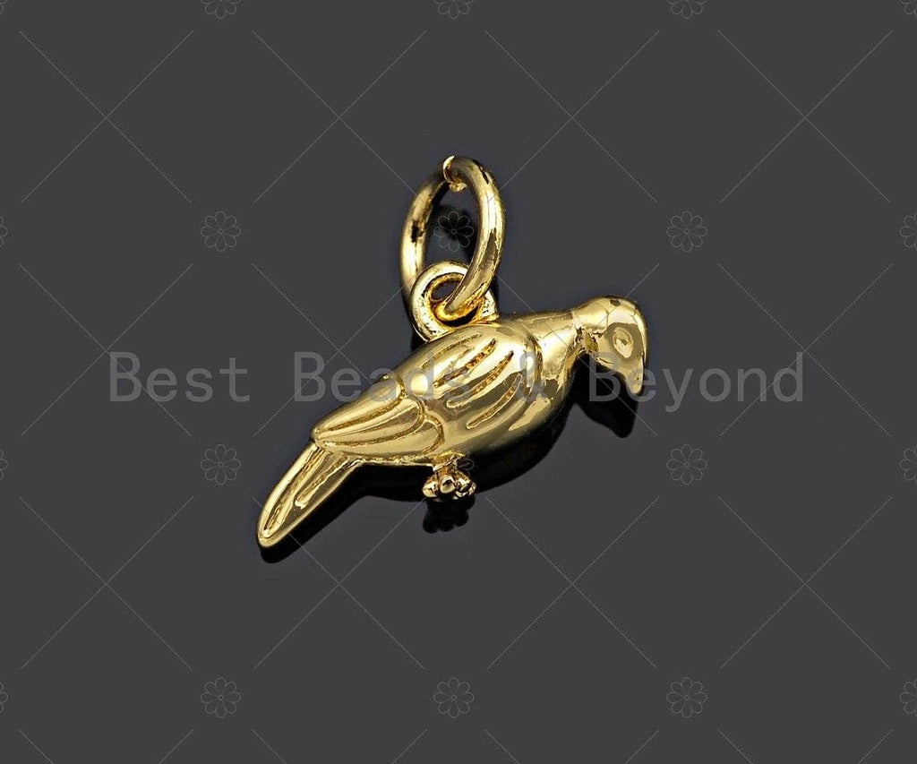 18K Dainty Gold Bird Shape Pendant/Charm, Cute Bird Charm, Necklace Bracelet Charm Pendant,6x13mm, Sku#Y399