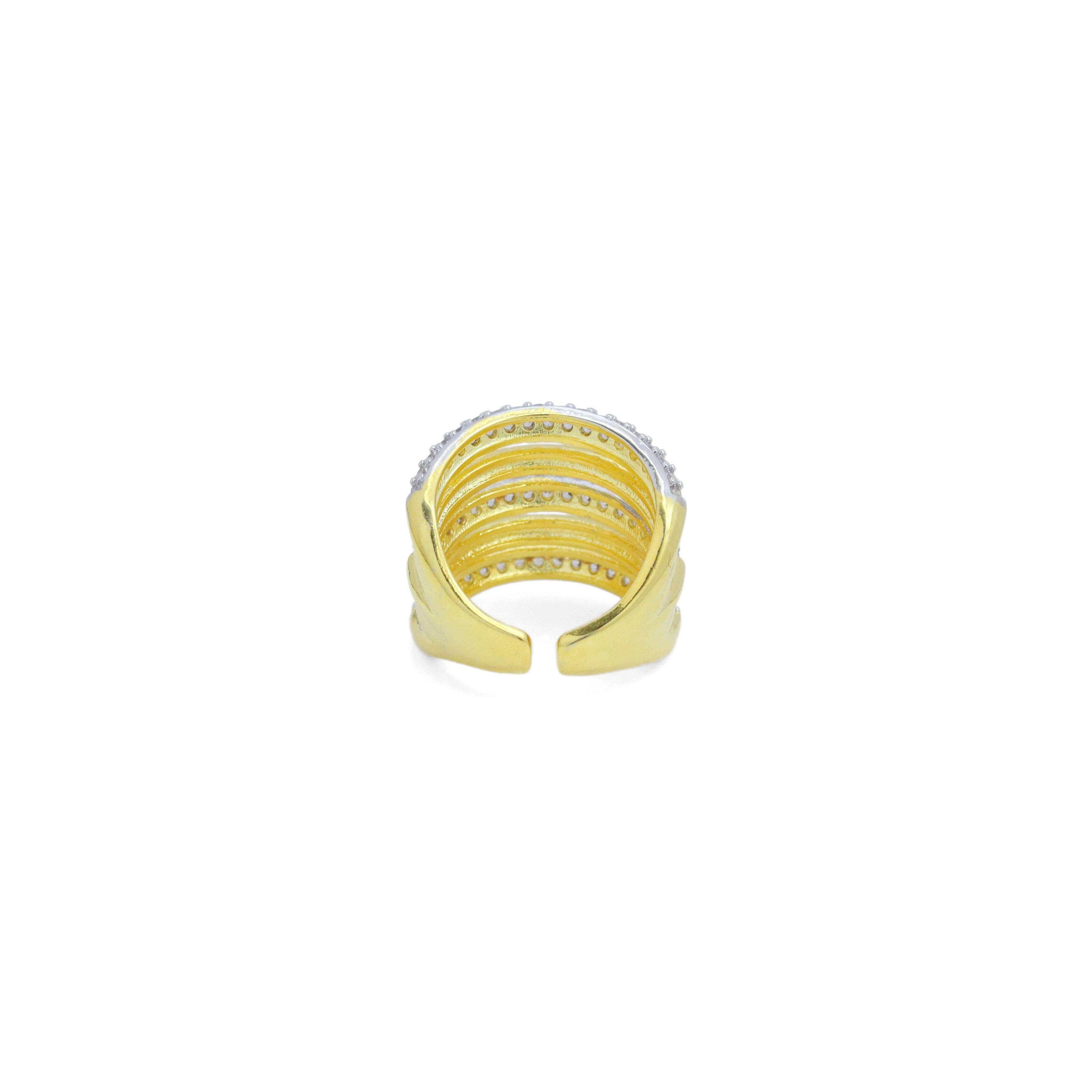 Dual Color CZ Chuny Adjustable Ring, Sku#Y967