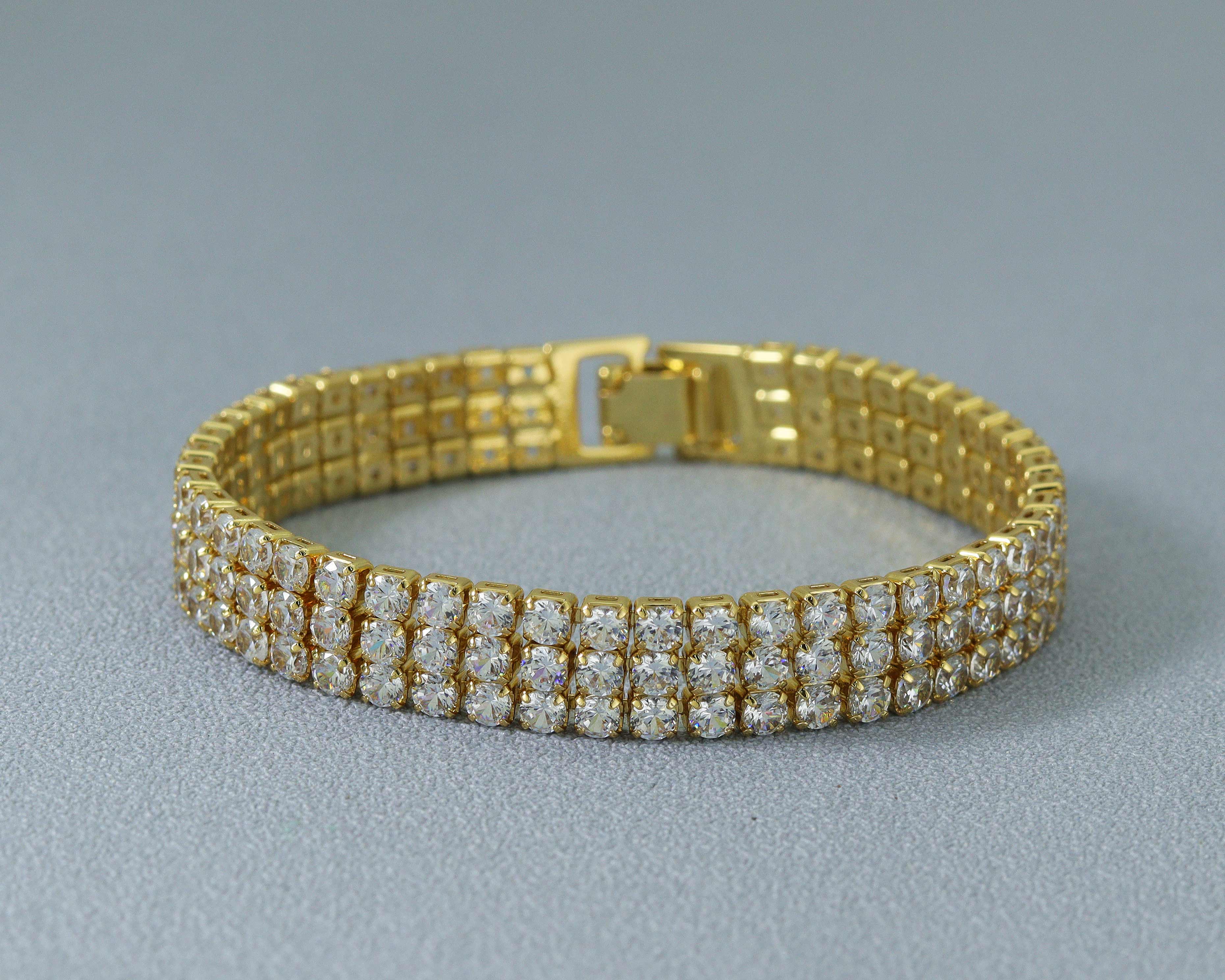 CZ Triple line Buckle Bracelet, Sku#B165