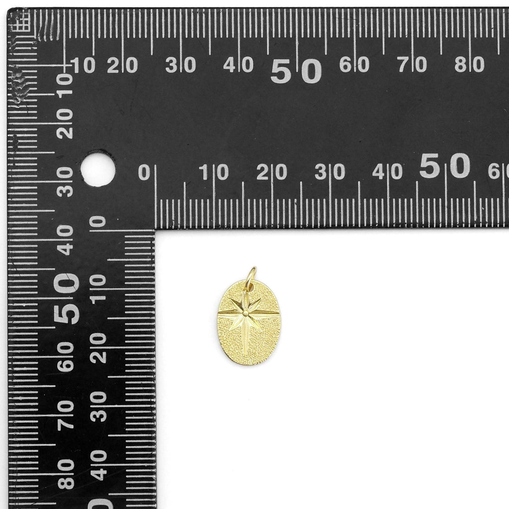 Matte Gold Silver North Star Oval Charm, Sku#Z1469