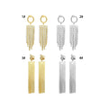 Clear CZ Gold Silver Tassels Statement Earrings, Sku#O130