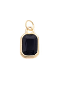 Emerald Cut Rhinestone Charm in Black