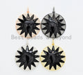 NEW Enamel Black Round Star Pendant,CZ Micro Pave Oil Drop Round pendant,Enamel pendant,Enamel Jewelry,40x43mm,sku#F590