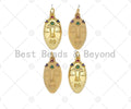 Colorful CZ Micro Pave Oval Face Mask Shape Pendant,18K Dainty/Matt Gold Charm, Necklace Bracelet Charm Pendant,12x24mm,Sku#Z1312