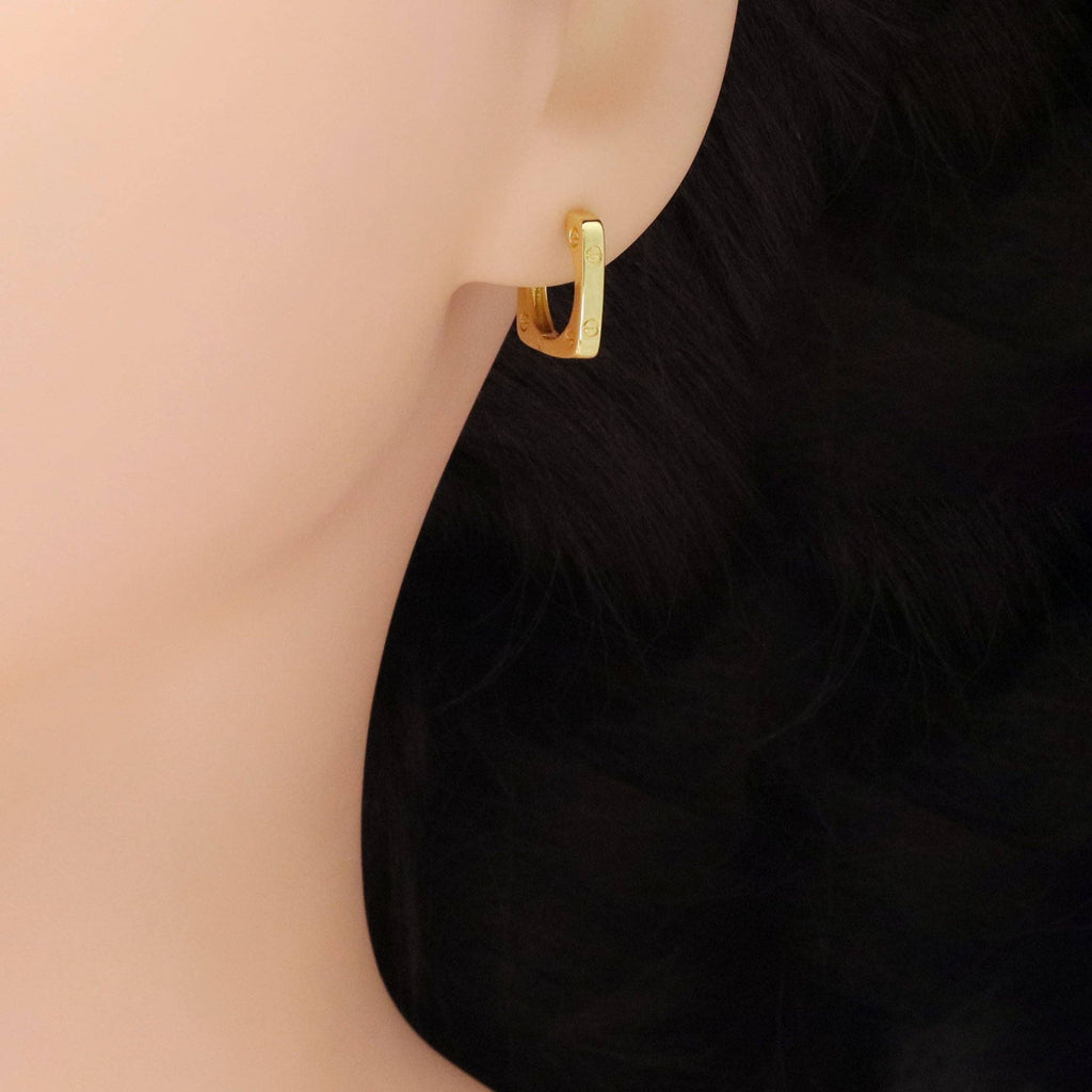 Gold Square Frame Huggie Earrings, Sku#ZX177