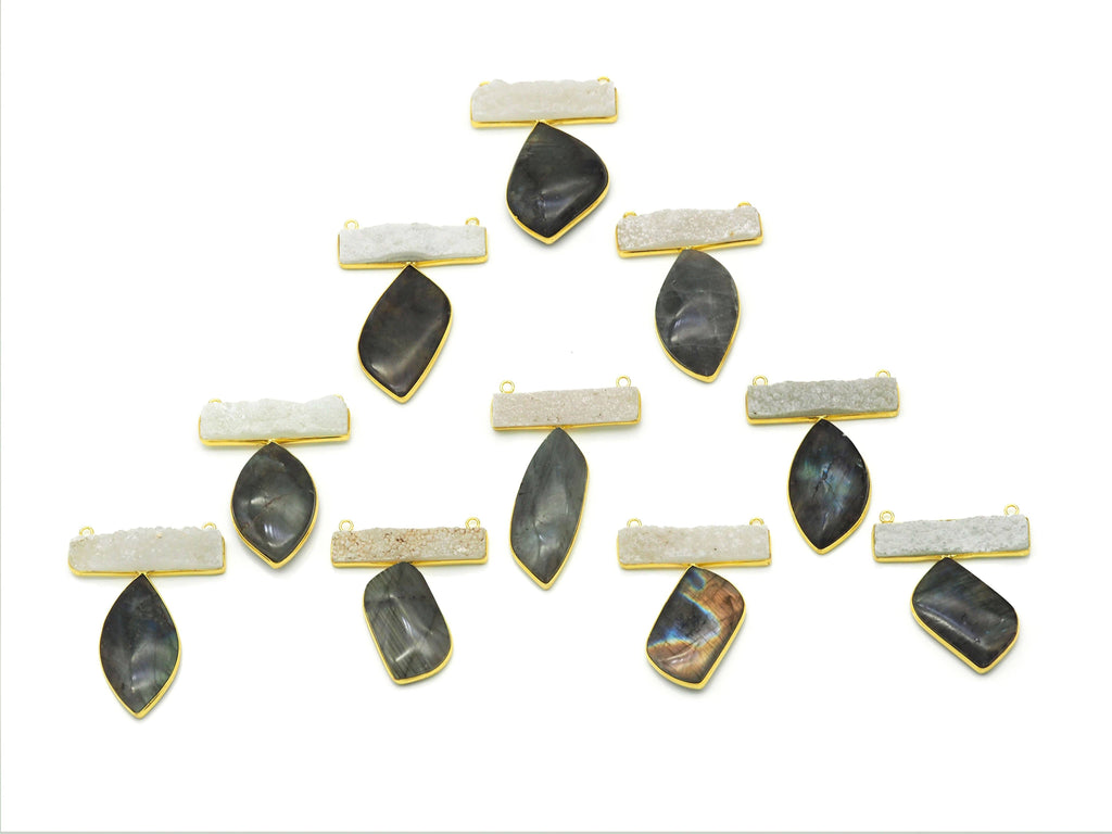Labradorite with Druzy Pendant, Sku#YT27