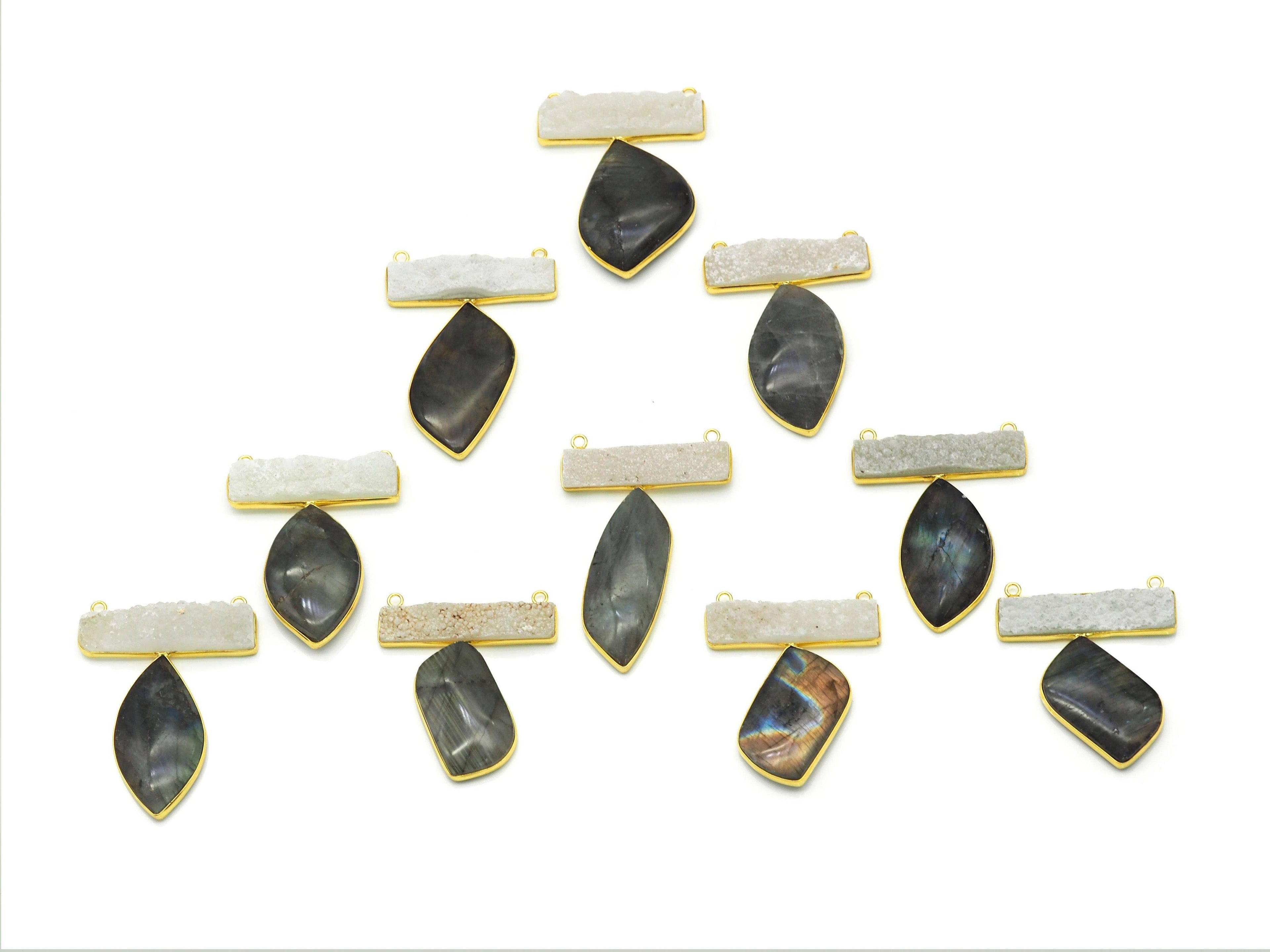 Labradorite with Druzy Pendant, Sku#YT27