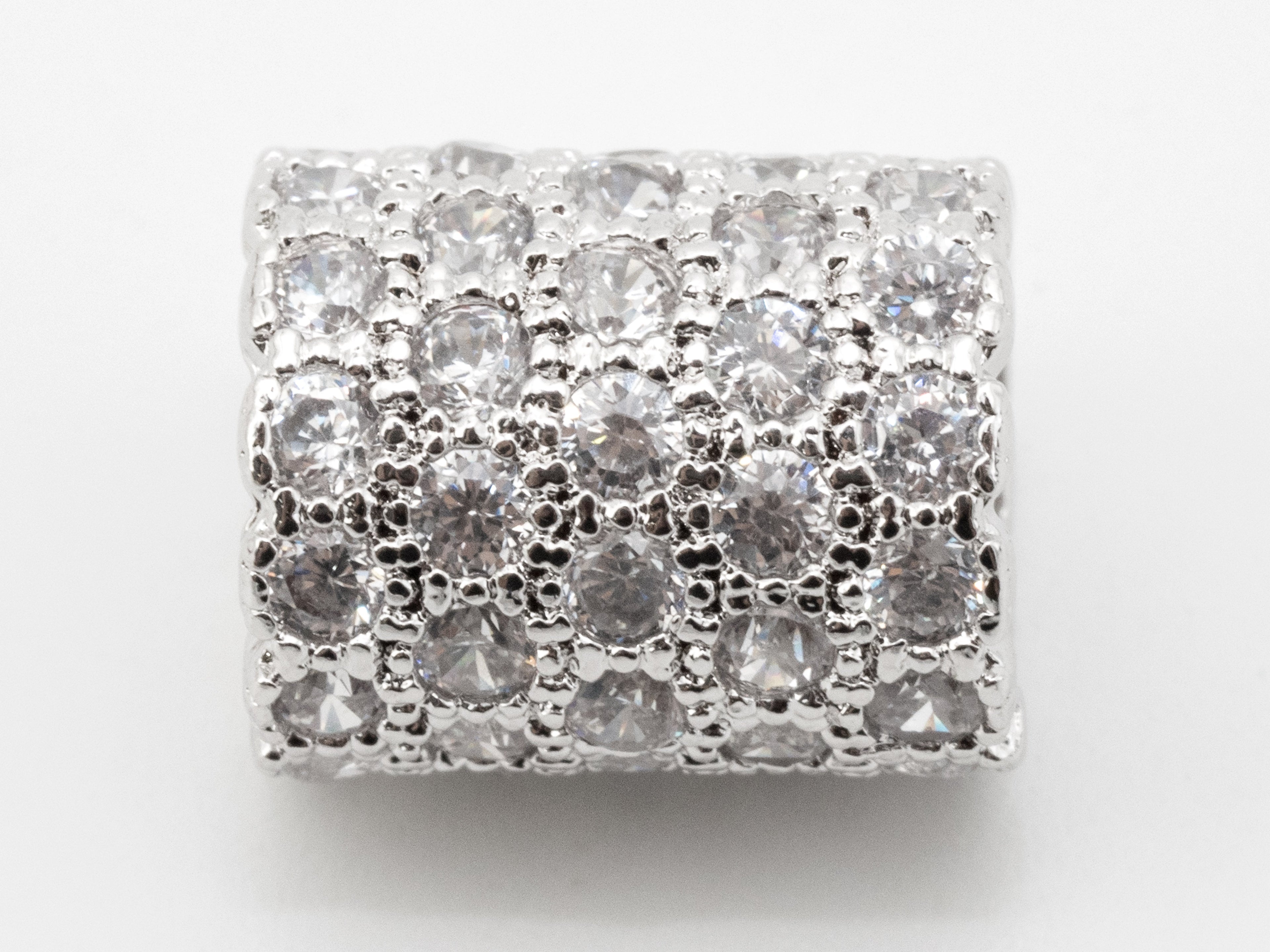 CZ Micro Pave European Big Hole 10x12mm Tube/Cylinder Beads, Silver/Gold/Rose Gold/Black Tone, 10x12mm, SKU#N40