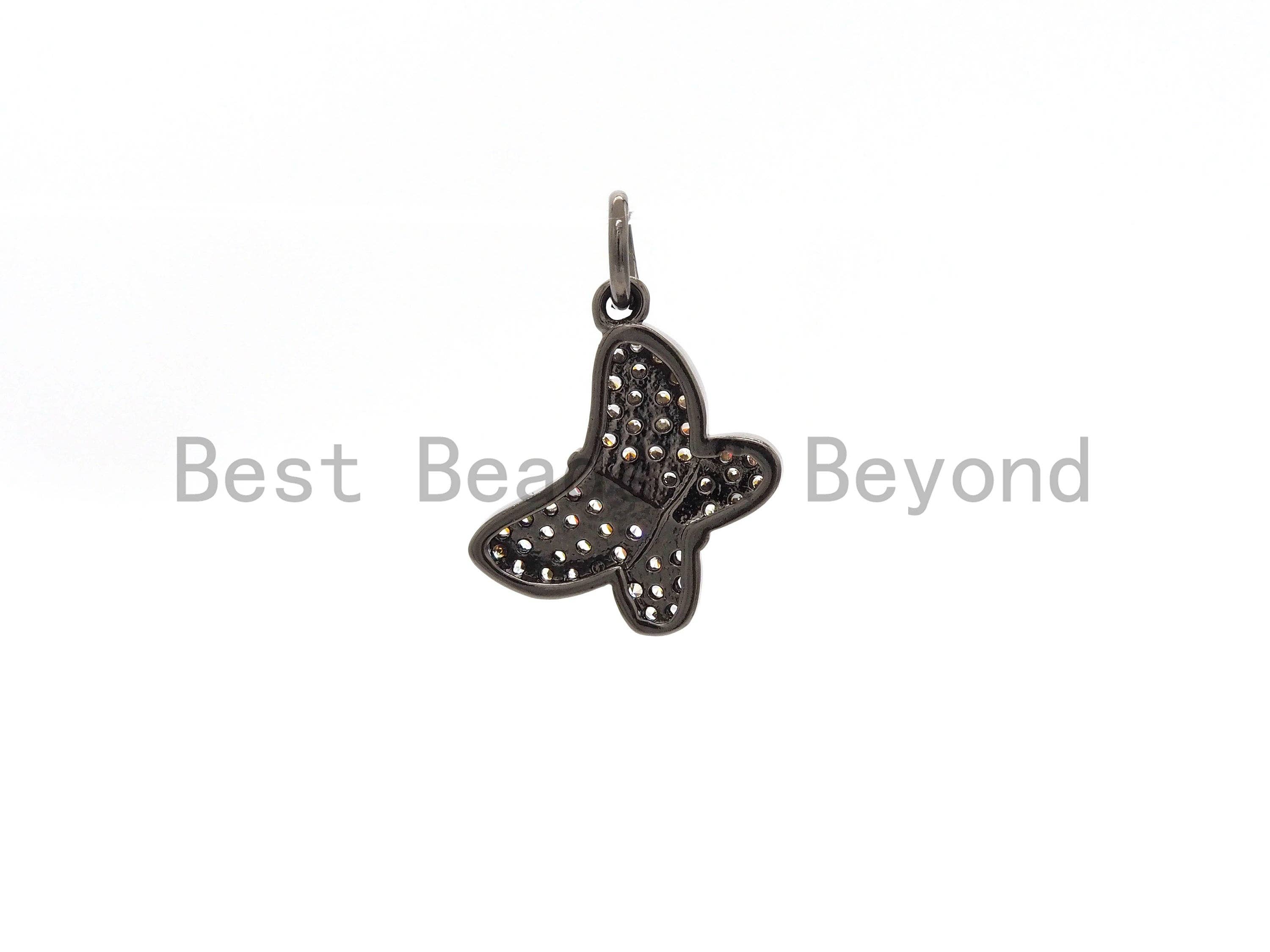 CZ Micro Pave Butterfly Pendant/Charm,Cubic Zirconia Paved Charm, Necklace Bracelet Charm Pendant,7x9/10x13mm, sku#Y153
