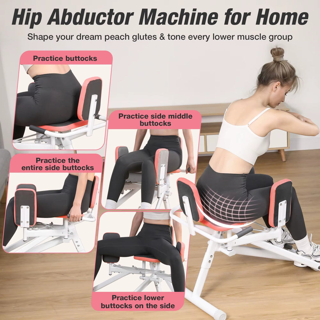WARMOUNTS Hip Abductor Machine Glute & Thigh Trainer for Women -Adjustable Resistance Band, 300Lbs Weight Capacity for Home Gym